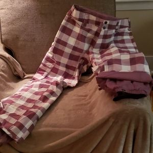 Womens Burton Purple  Plaid Snowboard Ski Pant